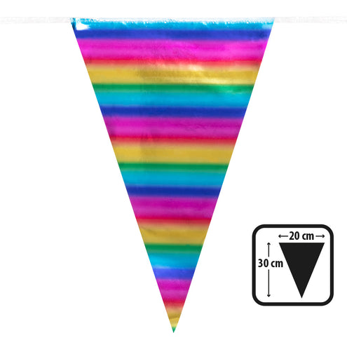 E-Carnavalskleding.nl Folievlaggenlijn Metallic regenboog