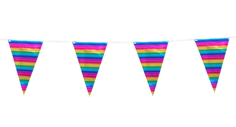 E-Carnavalskleding.nl Folievlaggenlijn Metallic regenboog