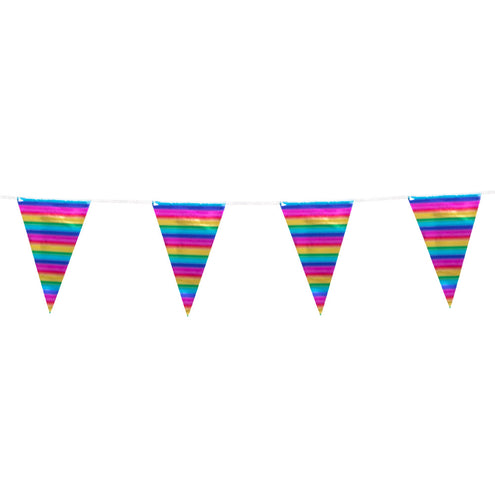 E-Carnavalskleding.nl Folievlaggenlijn Metallic regenboog
