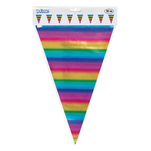 E-Carnavalskleding.nl Folievlaggenlijn Metallic regenboog