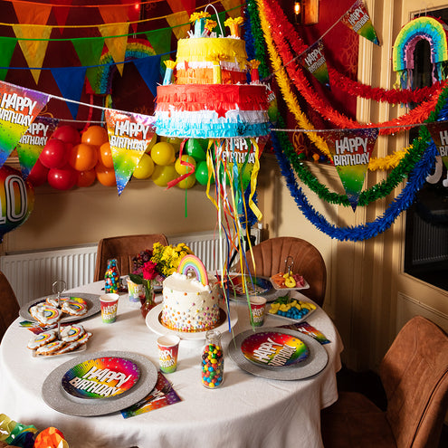 E-Carnavalskleding.nl Folievlaggenlijn Rainbow 'Happy birthday'