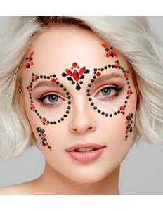 E-Carnavalskleding.nl Gezichtsdecoratie dag van de doden rood/zwart Maud
