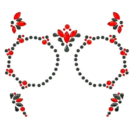 E-Carnavalskleding.nl Gezichtsdecoratie dag van de doden rood/zwart Maud