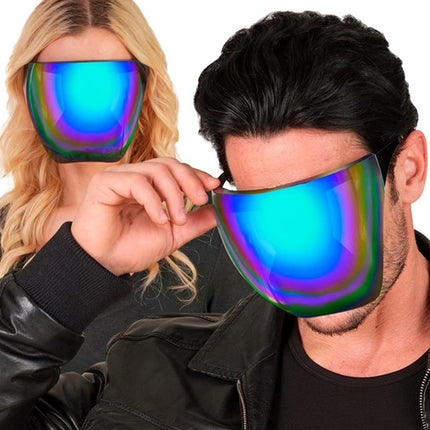 E-Carnavalskleding.nl Gezichtsscherm spiegellens blauw/paar Sem