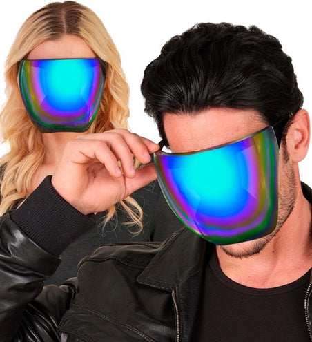 E-Carnavalskleding.nl Gezichtsscherm spiegellens blauw/paar Sem