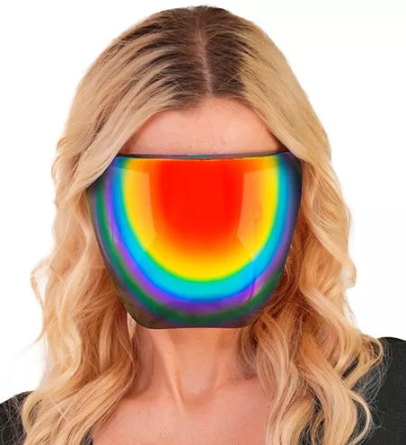 E-Carnavalskleding.nl Gezichtsscherm spiegellens regenboog Milan