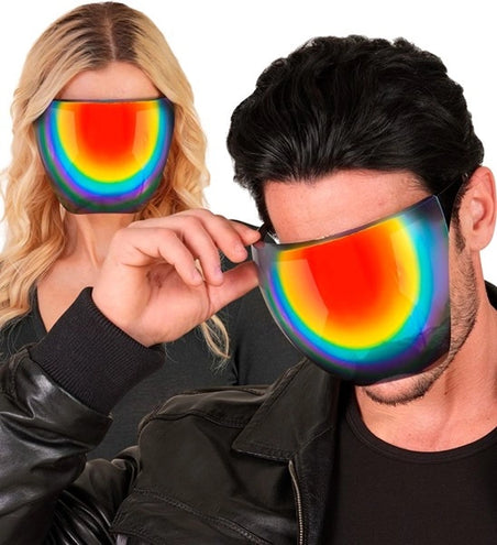 E-Carnavalskleding.nl Gezichtsscherm spiegellens regenboog Milan