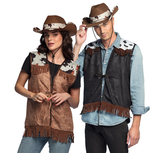 E-Carnavalskleding.nl Gilet Western bruin
