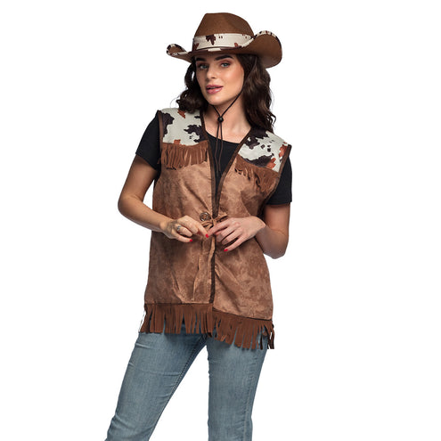 E-Carnavalskleding.nl Gilet Western bruin