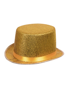 E-Carnavalskleding.nl Glitter hoge hoed goud lurex