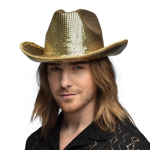 E-Carnavalskleding.nl Gouden cowboyhoed glitter Texas