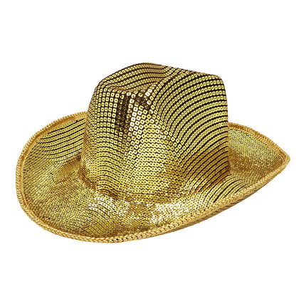 E-Carnavalskleding.nl Gouden cowboyhoed glitter Texas
