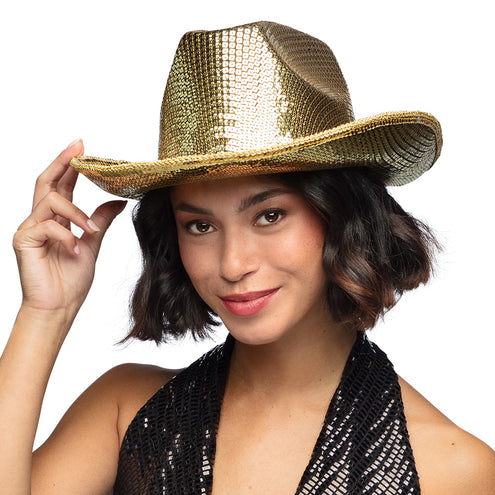 E-Carnavalskleding.nl Gouden cowboyhoed glitter Texas