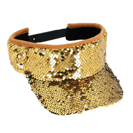 E-Carnavalskleding.nl Gouden zonneklep glitter pailletten