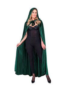 E-Carnavalskleding.nl Groen fluwelen cape met kap 140 cm Finn