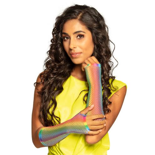 E-Carnavalskleding.nl Handschoenen elleboog New York regenboog