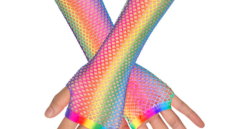 E-Carnavalskleding.nl Handschoenen elleboog New York regenboog
