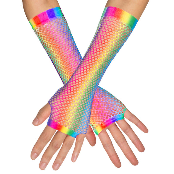 E-Carnavalskleding.nl Handschoenen elleboog New York regenboog
