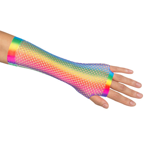 E-Carnavalskleding.nl Handschoenen elleboog New York regenboog