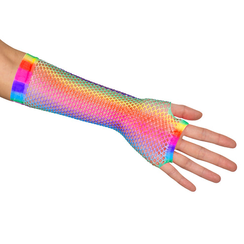 E-Carnavalskleding.nl Handschoenen elleboog New York regenboog