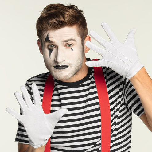 E-Carnavalskleding.nl Handschoenen pols met drukknop wit