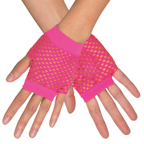 E-Carnavalskleding.nl Handschoenen pols New York neon roze