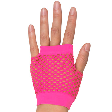E-Carnavalskleding.nl Handschoenen pols New York neon roze