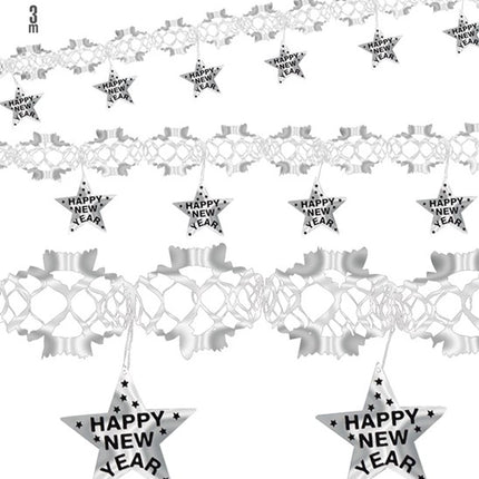 E-Carnavalskleding.nl Happy new year laser slinger zilver 3 meter