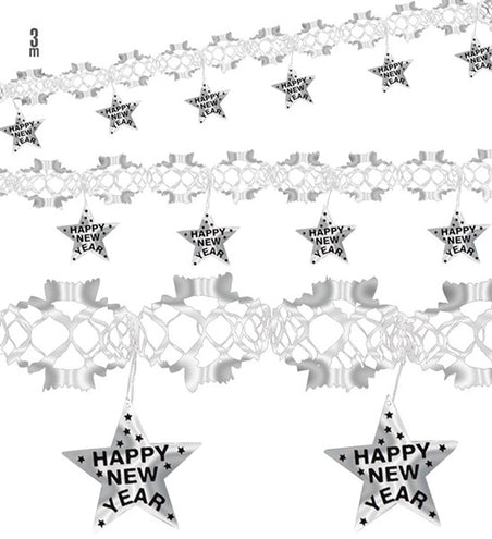 E-Carnavalskleding.nl Happy new year laser slinger zilver 3 meter