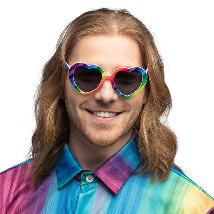 E-Carnavalskleding.nl Hartjes bril regenboog