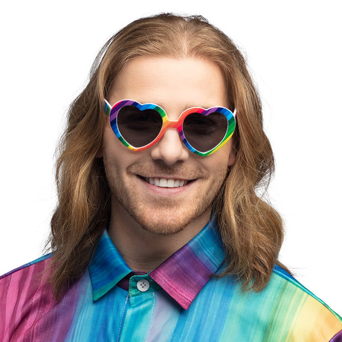 E-Carnavalskleding.nl Hartjes bril regenboog