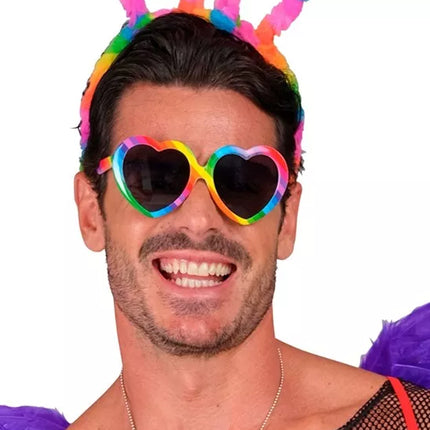 E-Carnavalskleding.nl Hartjes bril regenboog Ilse