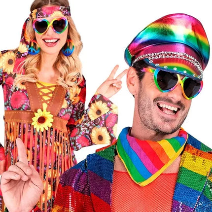 E-Carnavalskleding.nl Hartjes bril regenboog Ilse