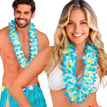 E-Carnavalskleding.nl Hawaii krans licht blauw Thijs