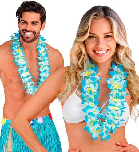 E-Carnavalskleding.nl Hawaii krans licht blauw Thijs