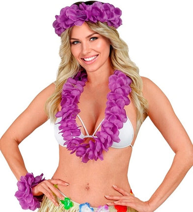 E-Carnavalskleding.nl Hawaii set paars Fleur