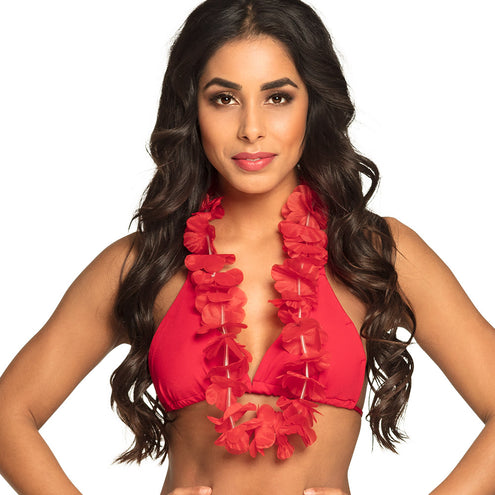 E-Carnavalskleding.nl Hawaiikrans Ohana rood