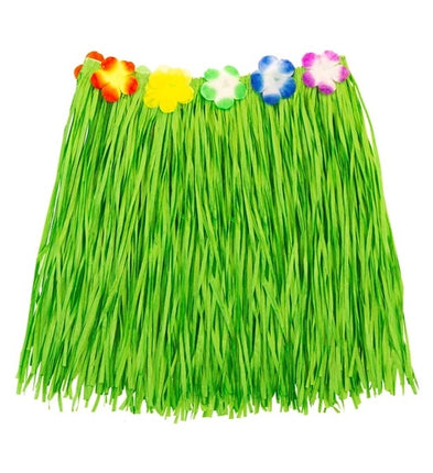 E-Carnavalskleding.nl Hawaiirokje groen met bloemenriem 40cm Maud