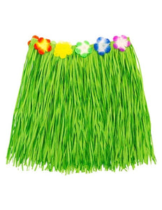 E-Carnavalskleding.nl Hawaiirokje groen met bloemenriem 40cm Maud