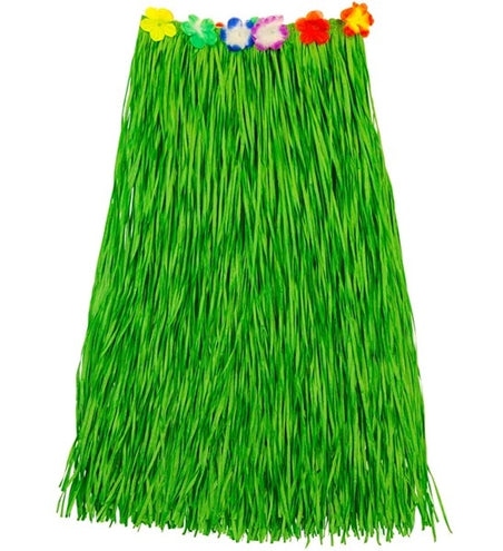 E-Carnavalskleding.nl Hawaiirokje groen met bloemenriem 80cm Eva
