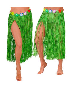 E-Carnavalskleding.nl Hawaiirokje groen met bloemenriem 80cm Eva