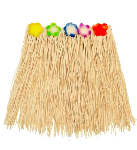 E-Carnavalskleding.nl Hawaiirokje naturel met bloemenriem 40cm Luuk