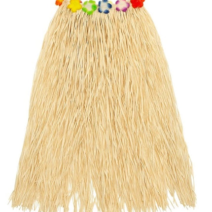 E-Carnavalskleding.nl Hawaiirokje naturel met bloemenriem 80cm Ruben