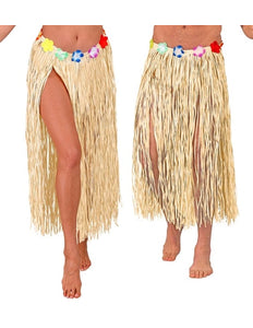 E-Carnavalskleding.nl Hawaiirokje naturel met bloemenriem 80cm Ruben