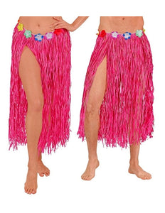 E-Carnavalskleding.nl Hawaiirokje roze met bloemenriem 80cm Mees