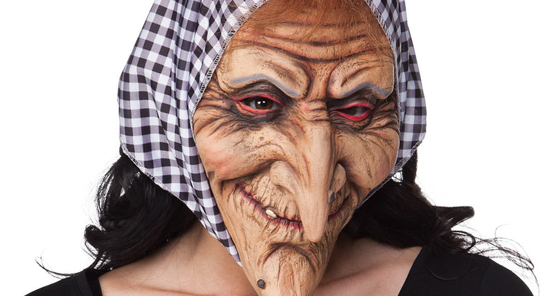 E-Carnavalskleding.nl Heksenmasker latex met hoofddoek