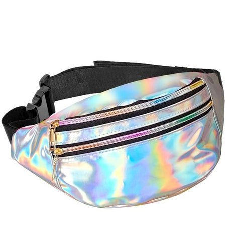 E-Carnavalskleding.nl Heuptas zilver holografisch Eva