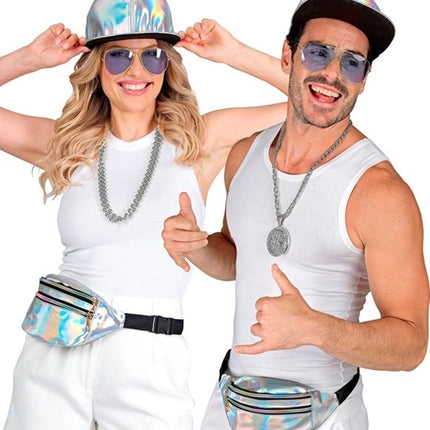 E-Carnavalskleding.nl Heuptas zilver holografisch Eva