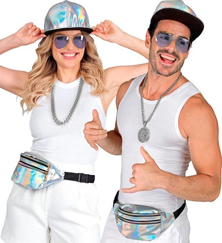 E-Carnavalskleding.nl Heuptas zilver holografisch Eva
