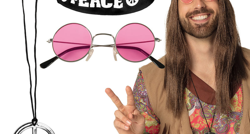 E-Carnavalskleding.nl Hippie accessoire set Peace deluxe